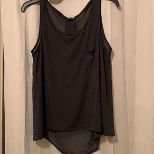 Hi-low with sheer back tank top